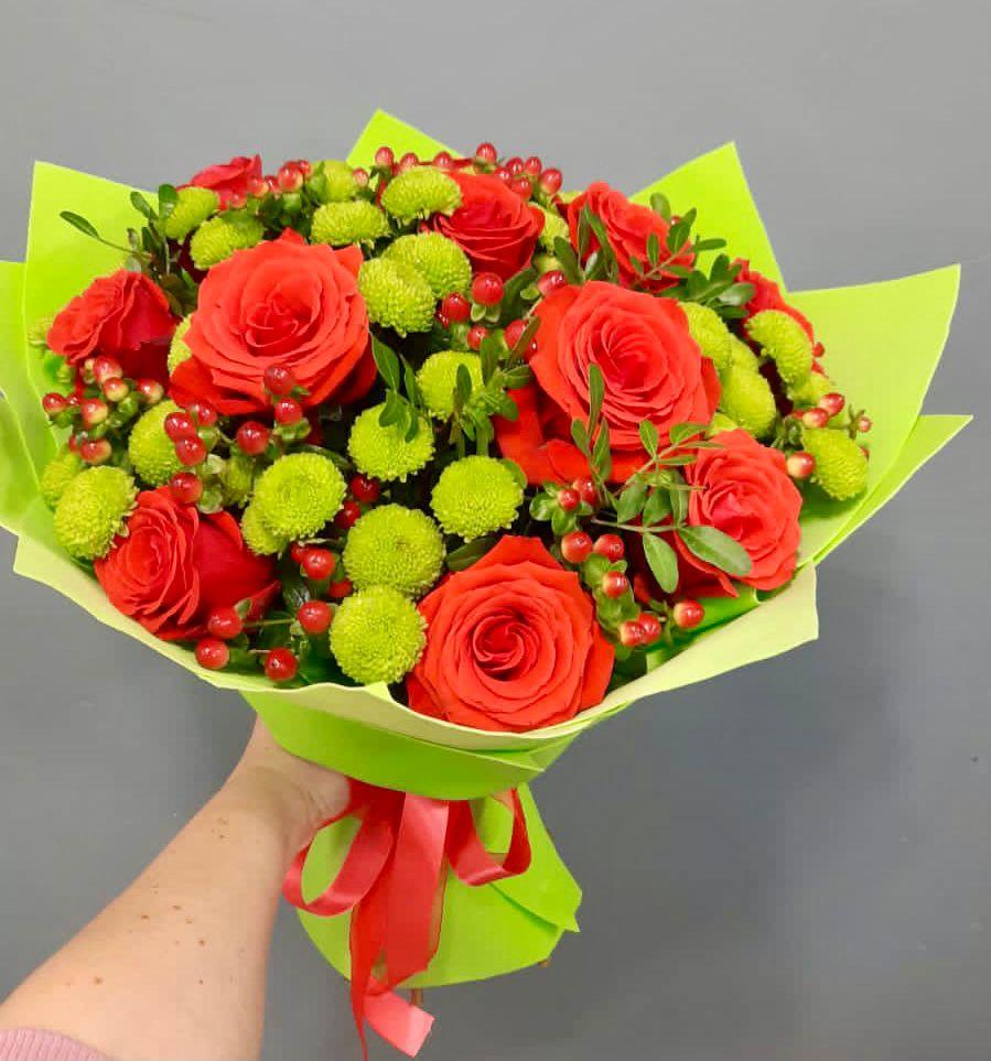 Букет цветов из: Хризантемы и Розы в Терновском