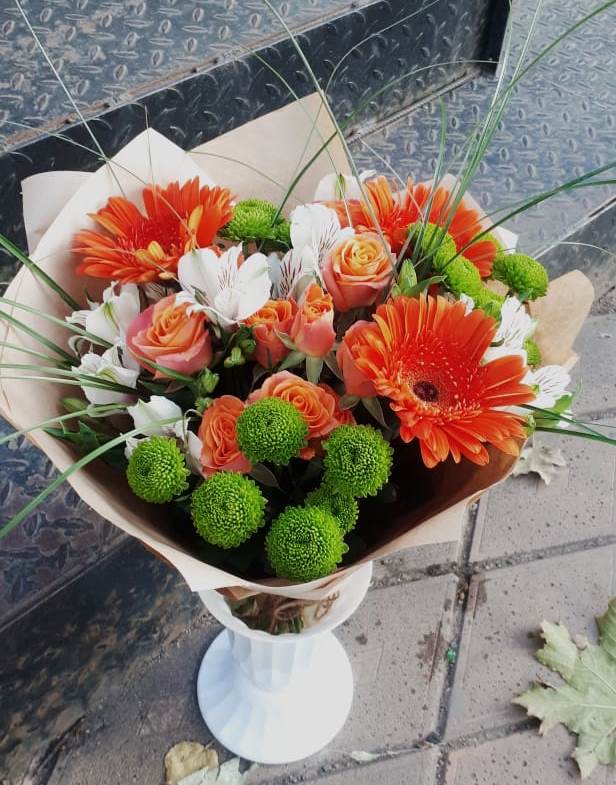 Букет цветов из: Герберы, Хризантемы, Альстромерии и Розы в Терновском
