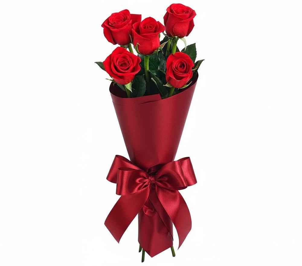 Букет 5 Красных роз Эдлесс Лав в Терновском