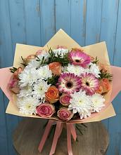 Букет цветов из:  Розы, Герберы и Хризантемы в Терновском