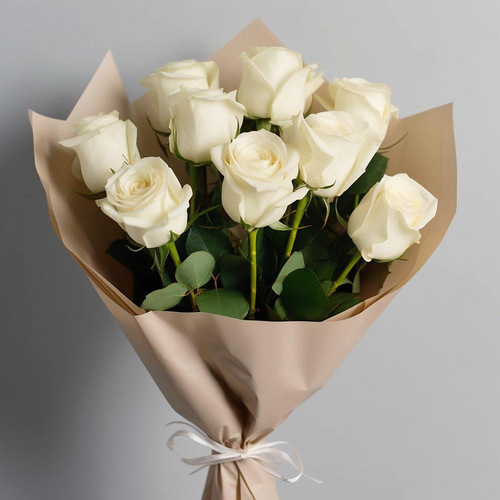 Букет 9 Белых роз Эдлесс Лав в Терновском