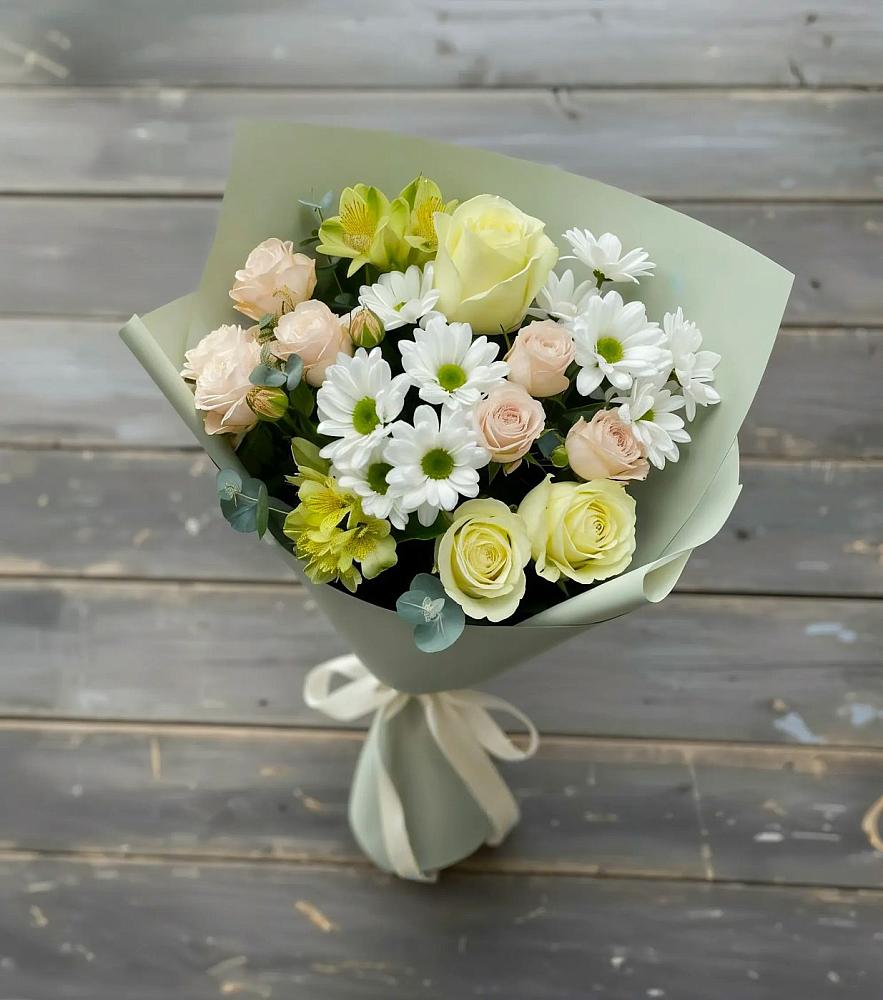 Букет цветов из: Альстромерии, Розы и Хризантемы в Терновском
