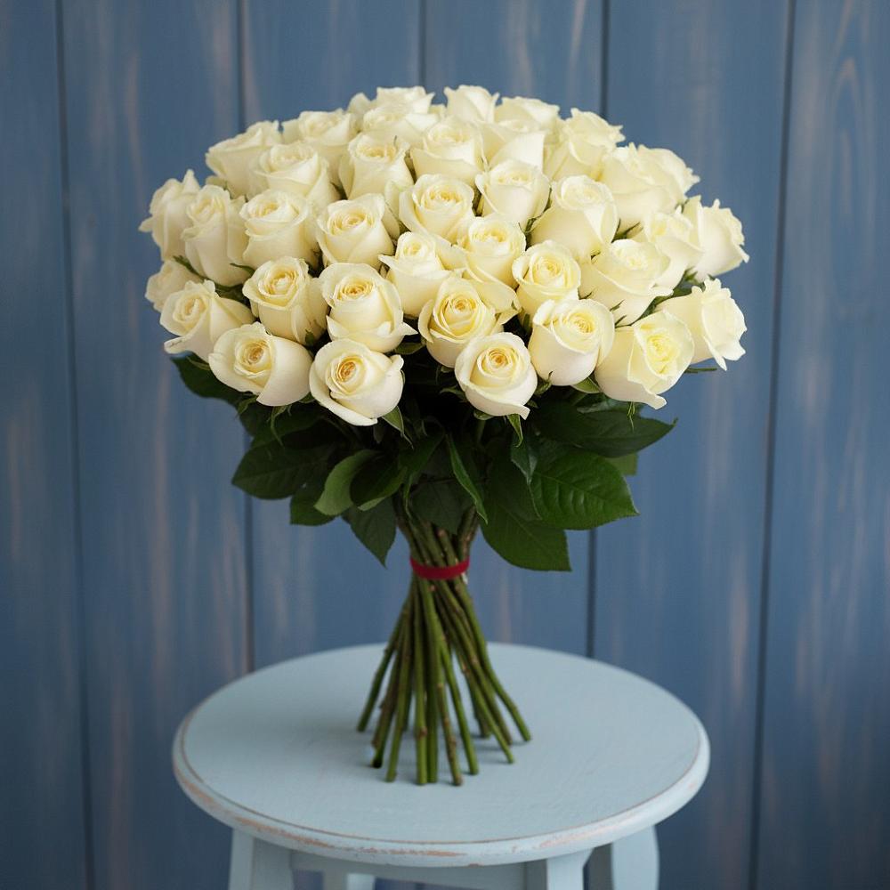 Букет 51 Белая роза Эдлесс Лав в Терновском