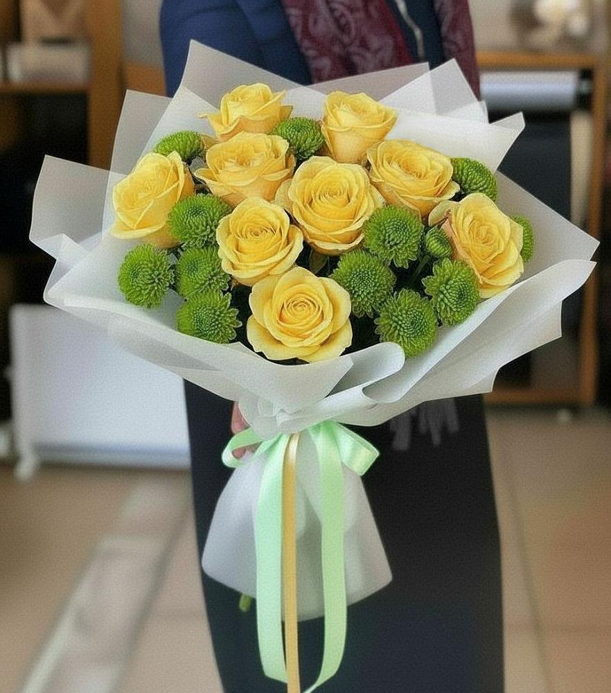 Букет цветов из: Хризантемы и Розы в Терновском