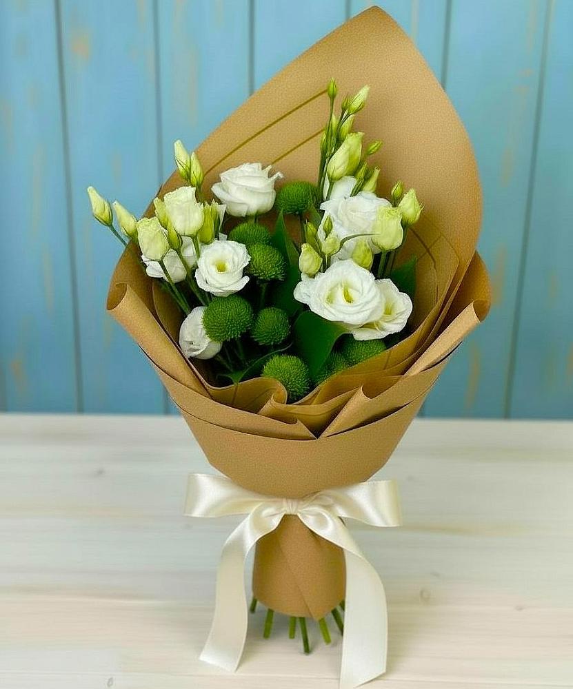 Букет цветов из: Хризантемы и Лизиантусы в Терновском