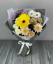 Букет цветов из:  Розы, Герберы и Хризантемы в Терновском