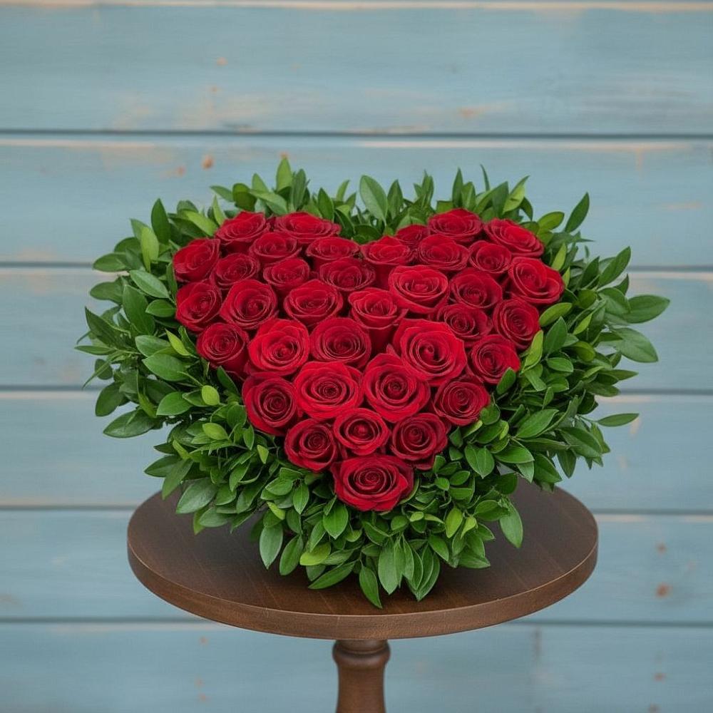 Цветочная композиция из Розы в виде сердца в Терновском