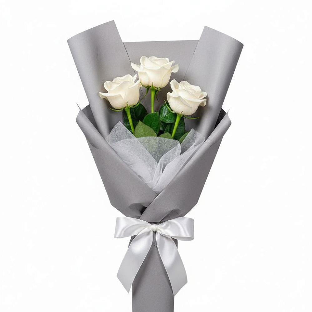 Букет 3 белые розы в Терновском
