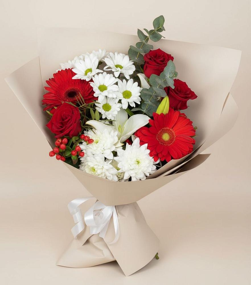 Букет цветов из: Розы, Хризантемы, Герберы и Лилии в Терновском