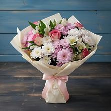 Букет цветов из:  Хризантемы, Альстромерии и Розы #REPLACE_PRED# Терновском