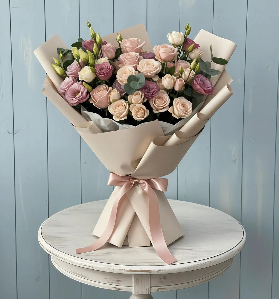 Букет цветов из: Розы и Лизиантусы в Терновском