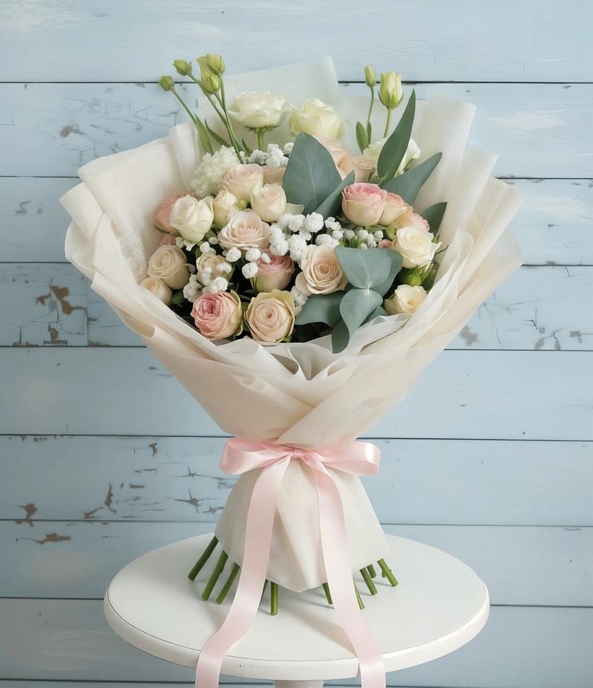 Букет цветов из: Розы и Лизиантусы в Терновском