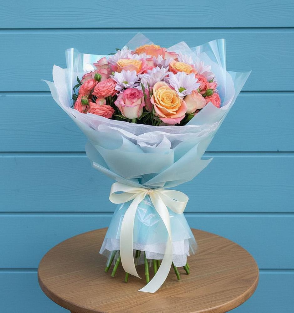 Букет цветов из: Хризантемы и Розы в Терновском