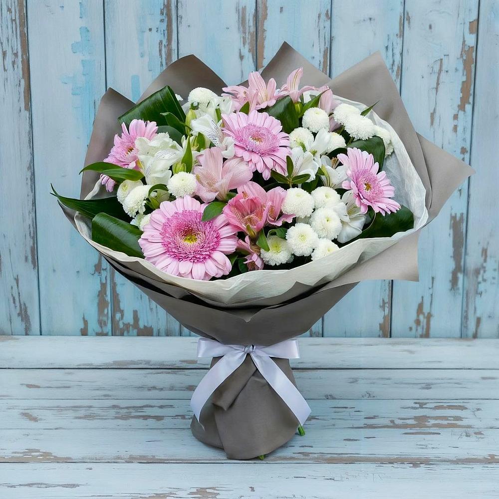 Букет цветов из: Герберы, Альстромерии и Хризантемы в Терновском