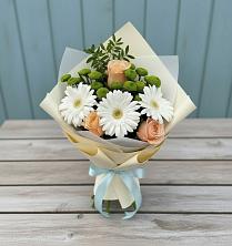 Букет цветов из:  Герберы, Розы и Хризантемы в Терновском