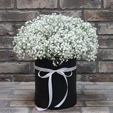 Цветочная композиция из Гипсофила в шляпной коробке в Терновском